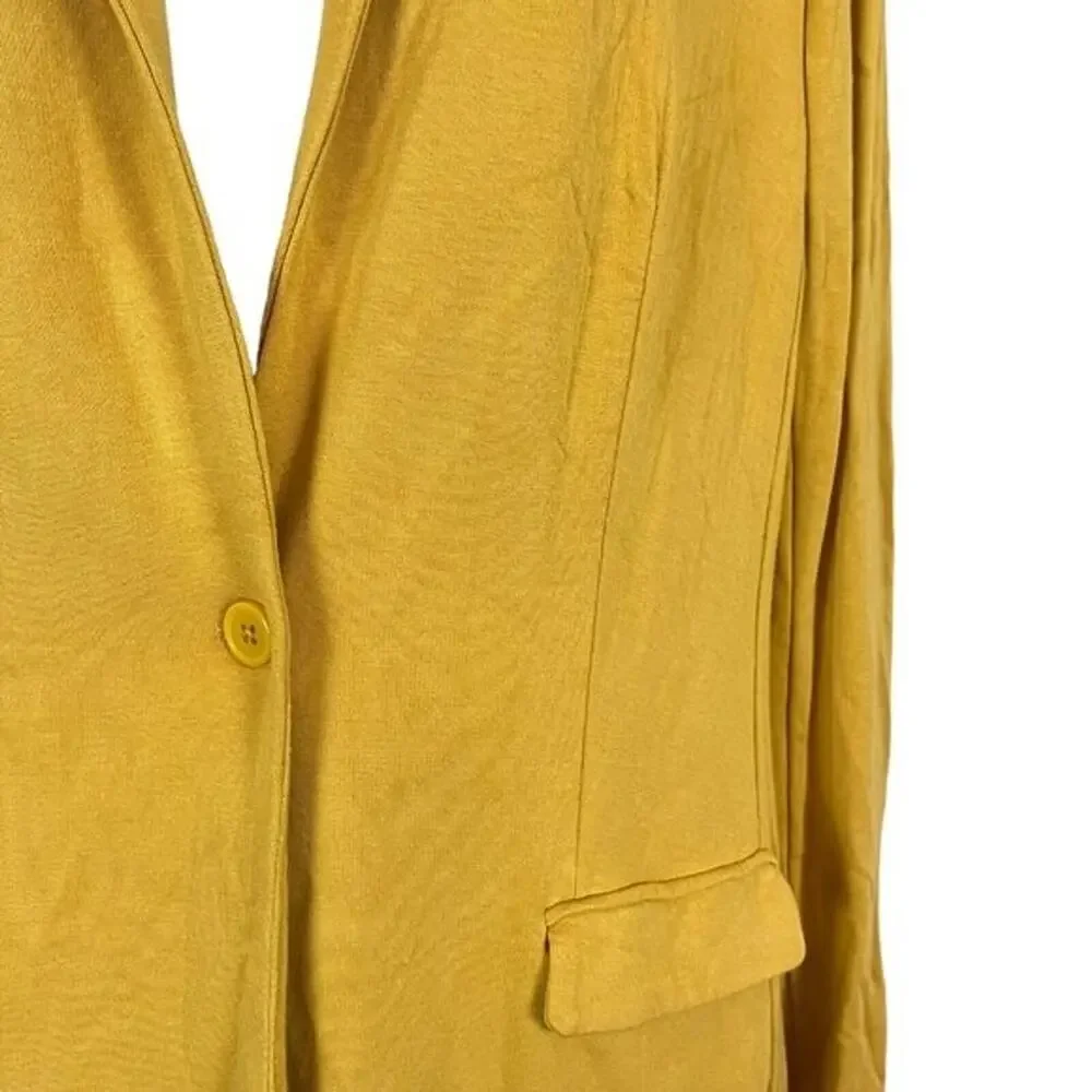 Magaschoni Womens Mustard Preppy Stretch Knit Suit Jacket Blazer Career Small